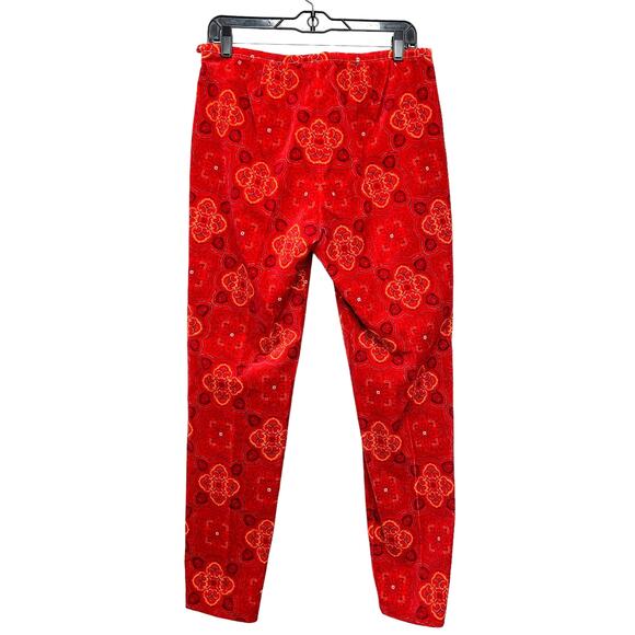 J. McLaughlin Red Orange Moroccan Print Velour Pants Womens 8 - Picture 3 of 6